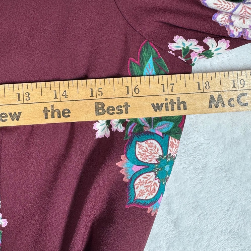 Talbots Petite Burgundy Floral Maxi Dress‎ V-Neck Ruffle Hem 8P VN5084 - Picture 8 of 11